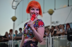 Hayley Williams takes a moment to smile during "Ain't It Fun."